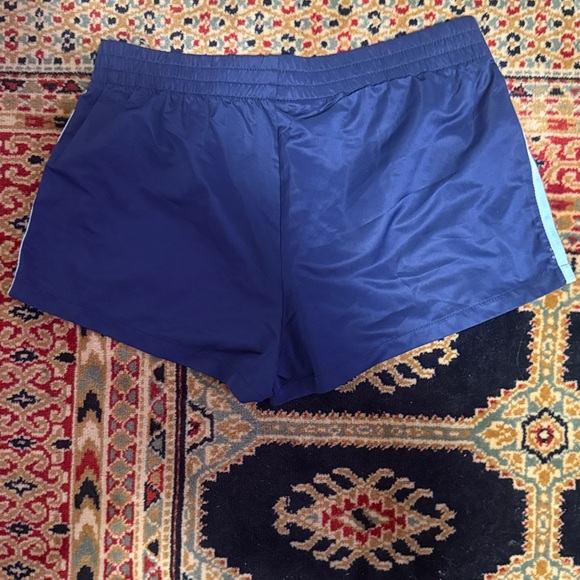 Edikted Navy Blue Athletic Shorts with Light Blue Stripes - Picture 3 of 3